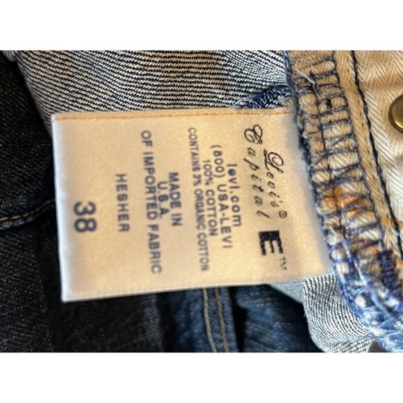 LEVI'S Big E Made In USA HESHER Regular Straight‎ Dark Blue Jeans 38x33 - Picture 9 of 11